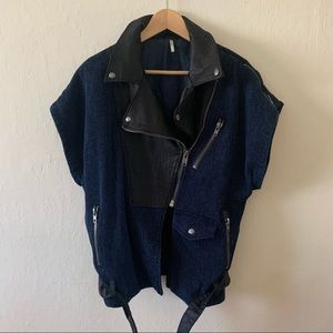Free People mixed media biker inspired Jacket Sz L